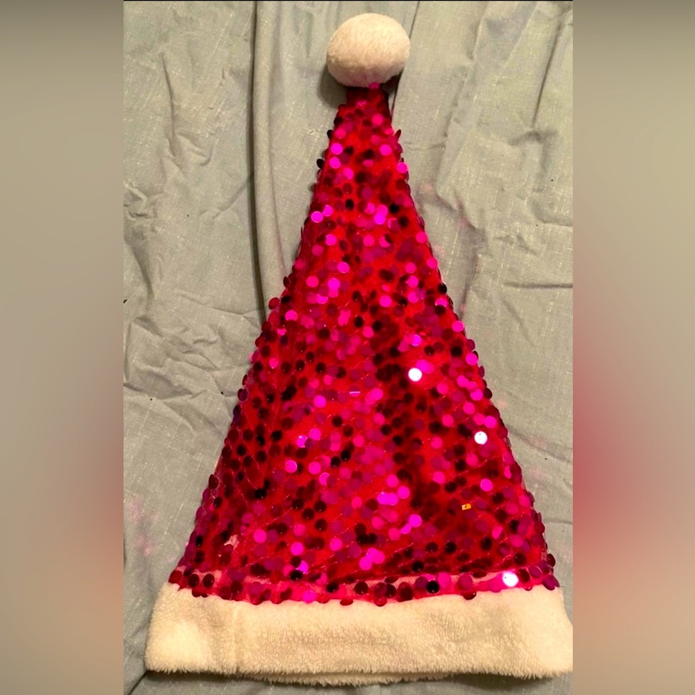 Pink Sequin Christmas Hat